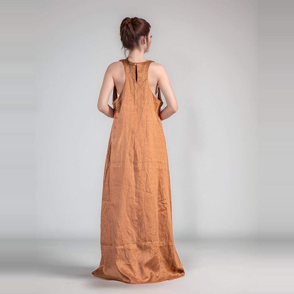 Linen Maxi Dress, Casual Linen Dress, Minimalist Maxi Dress, Boho Summer Linen Dress, Plus Size Linen Sleeveless Dress