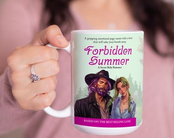 Stardew Valley Mug, Caroline and Wizard, Faux Romance Novel, 15oz White Ceramic