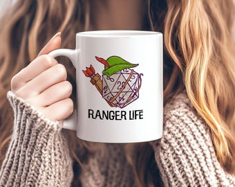 D&D Ranger Life, Tabletop RPG Class White Mug 11oz