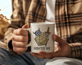 D&D Fighter Life, White Mug 11oz