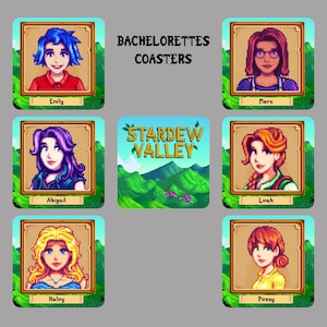 Stardew Valley, Bachelorettes Pixel, Abigail, Emily, Penny, Haley, Maru, & Leah, Cork Back Coaster
