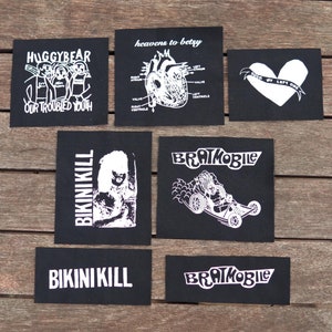 Riot Grrrl Patches - Bikini Kill, Bratmobile, Huggy Bear, Heavens to Betsy