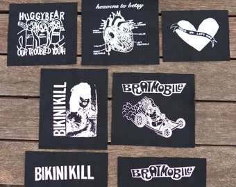 Riot Grrrl Patches - Bikini Kill, Bratmobile, Huggy Bear, Heavens