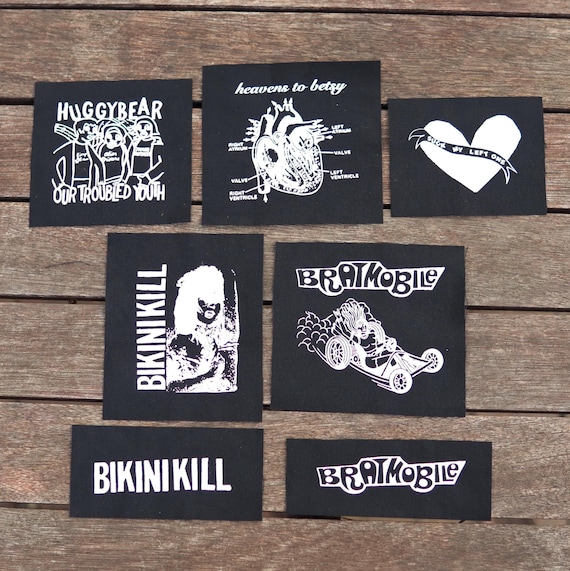 Riot Grrrl Patches - Bikini Kill, Bratmobile, Huggy Bear, Heavens to Betsy