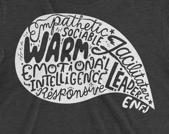 ENFJ Personality T-Shirt: Hand-Lettered MBTI Attributes