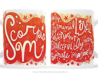 Scorpio Zodiac Birthday Mug Scorpio Mug Horoscope Gift Fire Sign Gift Astrology Present Astrology Gift Scorpio Gift Astrology Mug Horoscope