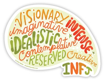 INFJ sticker Introvert sticker Myers Briggs sticker Introvert gift Personality type INFJ attributes sticker Vinyl laptop sticker