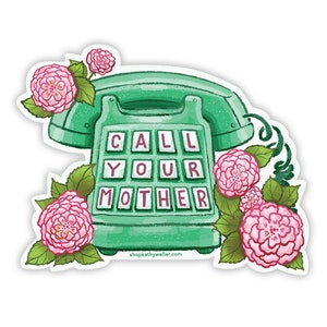 Call your mother, Call your mom, BTS, Mom sticker, College Dorm gift, Gift for daughter, Vintage telephone, Retro phone, Dorm decor