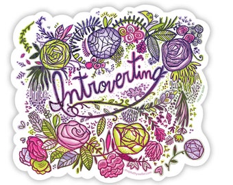 Introverting Vinyl Sticker: Floral Laptop Decal