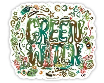 Green Witch sticker - Nature Witch sticker - Pagan sticker - Plant Witch - Nature magic sticker - Occult sticker - Green magic sticker