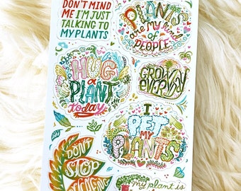 Hoja de pegatinas Planty - Pegatinas de plantas de interior