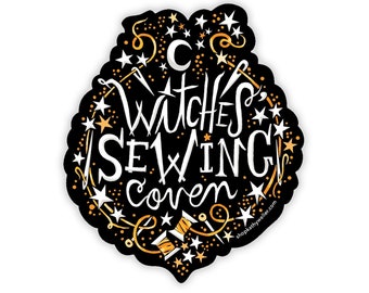 Witches' Sewing Coven Sticker - Kathy Weller Art