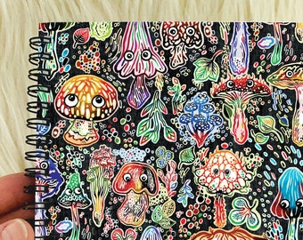 Hippie Mushroom Notebook - Psychedelic Mushroom Gift - Moth and Mushroom - Hippie Gift - Psychedelic Gift  - Mushroom Stationery - Moth Gift