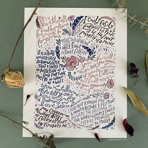 Pride and Prejudice giclee art print - Jane Austen art print - Pride and Prejudice quotes art print - Bookish art print