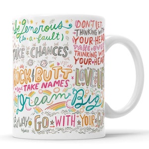 Be Brave mug - Supportive phrases mug - Hand lettered intentional sayings mug - Emotional support mug by Kathy Weller Art