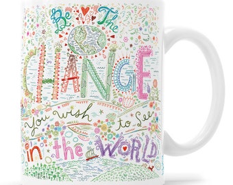 Be The Change Mug Climate Change Peace Democracy Gandhi Quote Peace Mug Inspirational Quote Positivity Gift