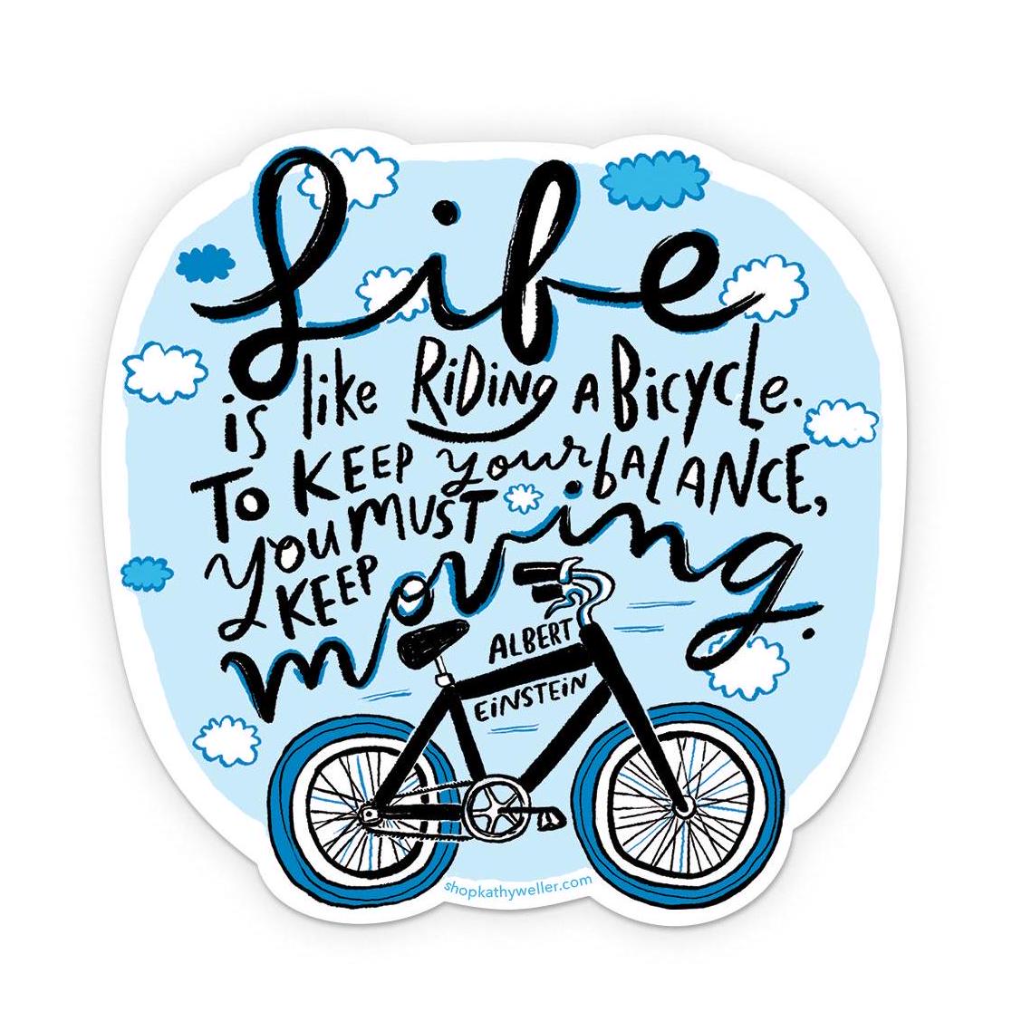 Albert Einstein Quote Sticker: Life is Like Riding a Bicycle - Etsy, image size:1117x1117