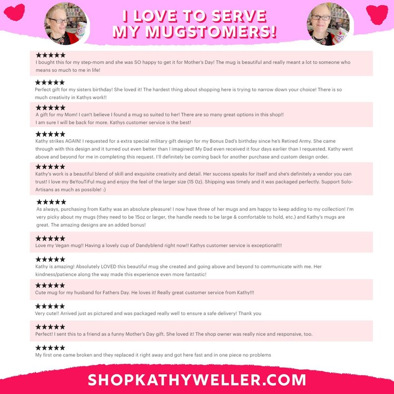 a screenshot of a woman's profile on a pink background