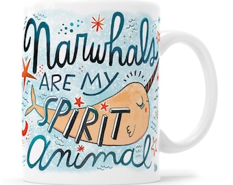 Unicorn Narwhal Mug Unicorn Mug Spirit Animal Mug I Love Narwhals I Love Unicorns Unicorn Of The Sea Narwhal Gift Animal Totem Mug