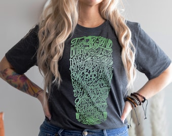 Ireland Destinations T-Shirt: Dublin, Guinness Lake, Hand-Lettered Design