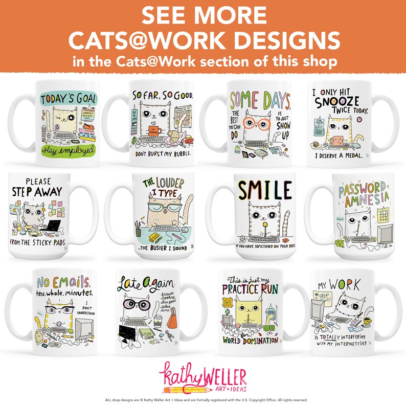Smile Mug Funny Office Mug Cat Work Mug Coworker Birthday Bad Boss Office Gift Funny Cat Mug Coworker Gift Cubicle Decor Office Mug image 5