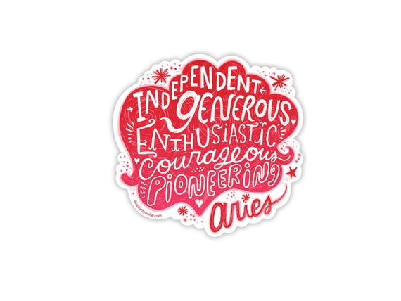 Aries Zodiac Sticker: Hand-Lettered Astrology Vinyl Decal