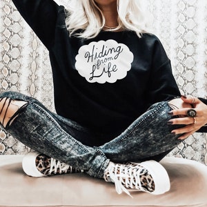 Hiding From Life funny sad dark cloud sweatshirt