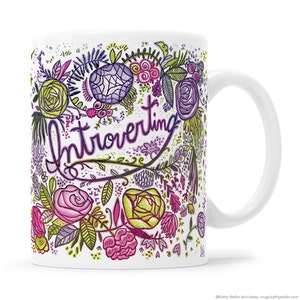 Floral Mug Introverting Mug For Mom Mug For Sister Introverting Gift Coworker Gift Sarcasm Gift Purple Floral Mug Purple Floral Border