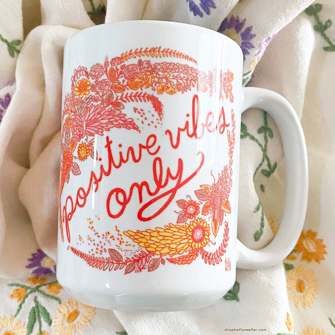 Mug for Mom Self Love Gift Positive Mind Mug Floral Border Mug - Etsy