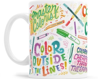 Coloring Gift Coloring Mug Instagram Mug Hashtag Gift Colored Pencil Mug Adult Coloring Social Media Mug Colored Pencil Artist Gift