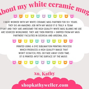 a poster with a thought bubble above it that says about my white ceramic mugs