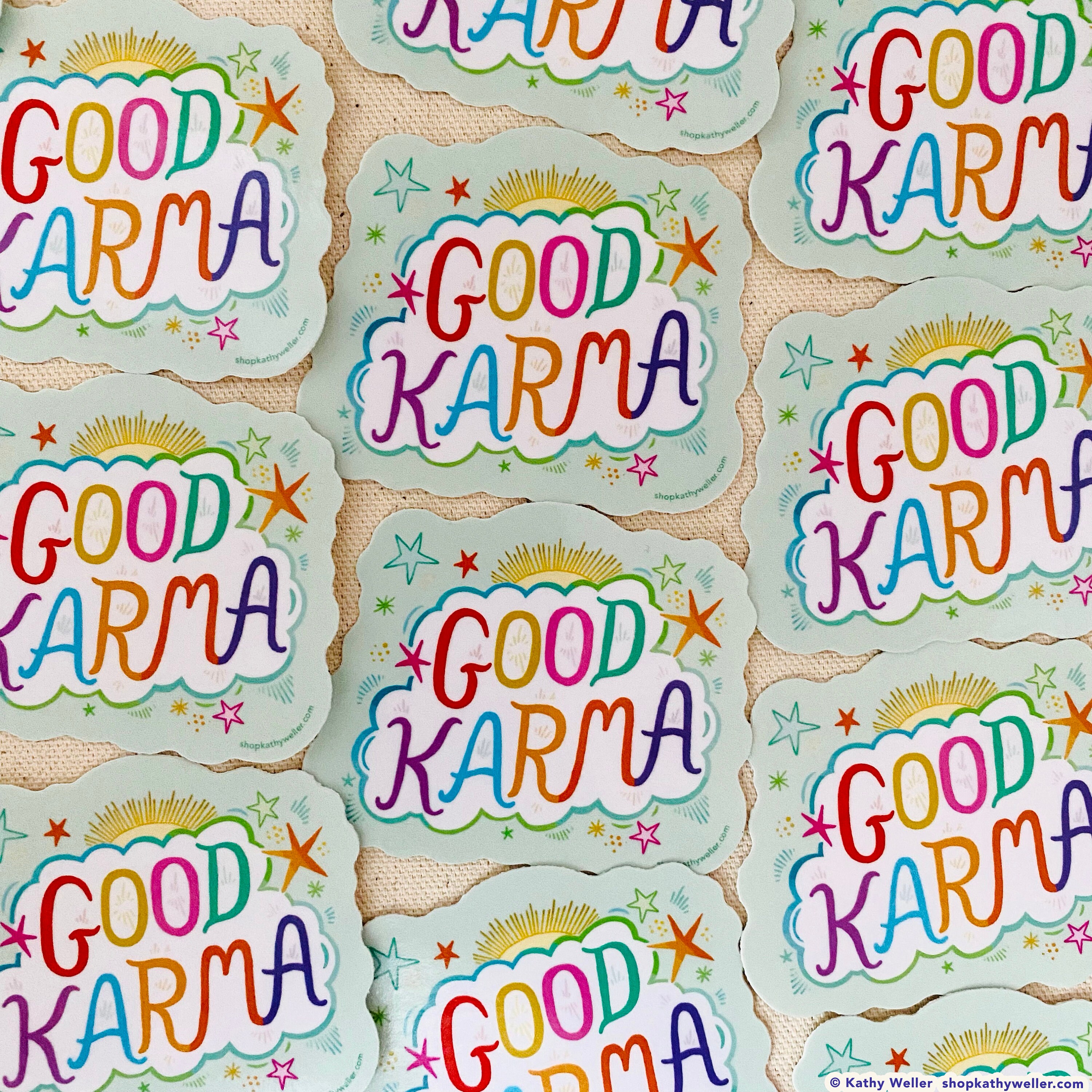 Good Karma Vinyl Sticker, Rainbow Sticker, Karma Gift, Water