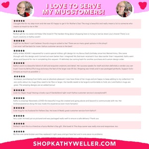 a screenshot of a woman's profile on a pink background