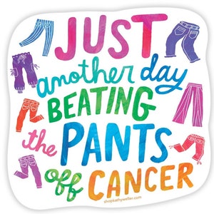 Cancer support sticker - Just another day beating the pants off cancer - Cancer warrior sticker - Cancer gift