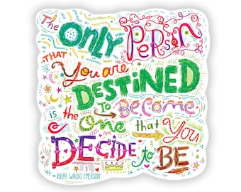 Ralph Waldo Emerson Quote Sticker: Motivational Self-Care Vinyl Decal