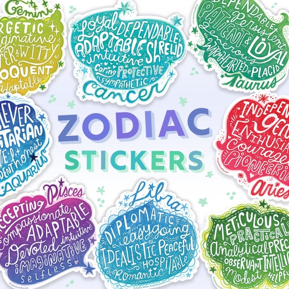 Cancer Zodiac Sticker: Hand-Lettered Vinyl Astrology Gift
