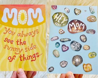 Mom Greeting Cards - Mother's Day hippie card - Arty mom card - Creative mom card