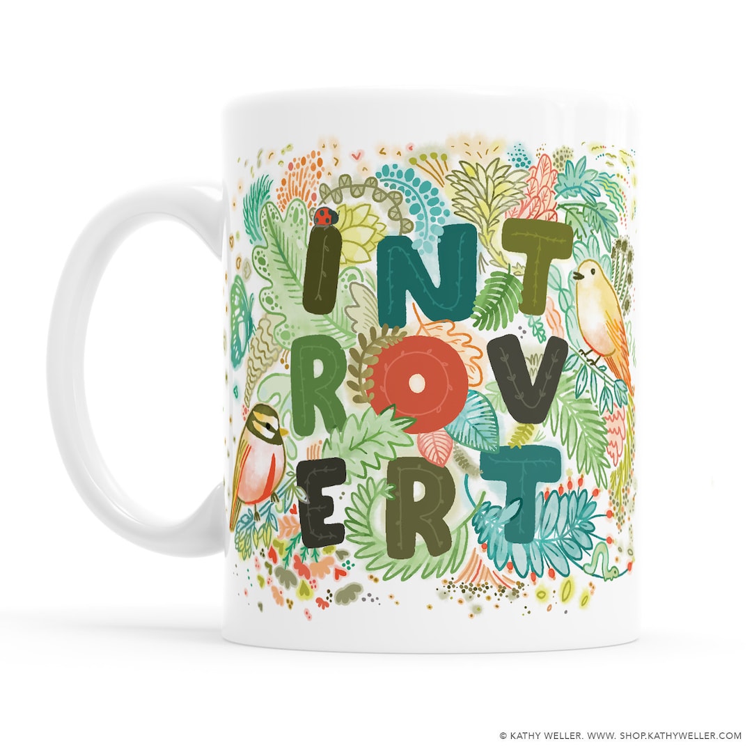 Introvert Mug: Bird & Nature Design, Quiet Time Gift - Etsy