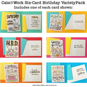 LAST CHANCE   6 CatsWork Birthday Cards  Office Birthday image 4