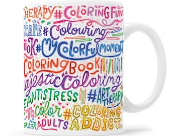 Coloring Book Mug, Coloring Mug, Coloring Addict Gift, Coloring Book Gift, Gift For Coloring, Coloring Pages, Colored Pencil Mug, Crayon Mug