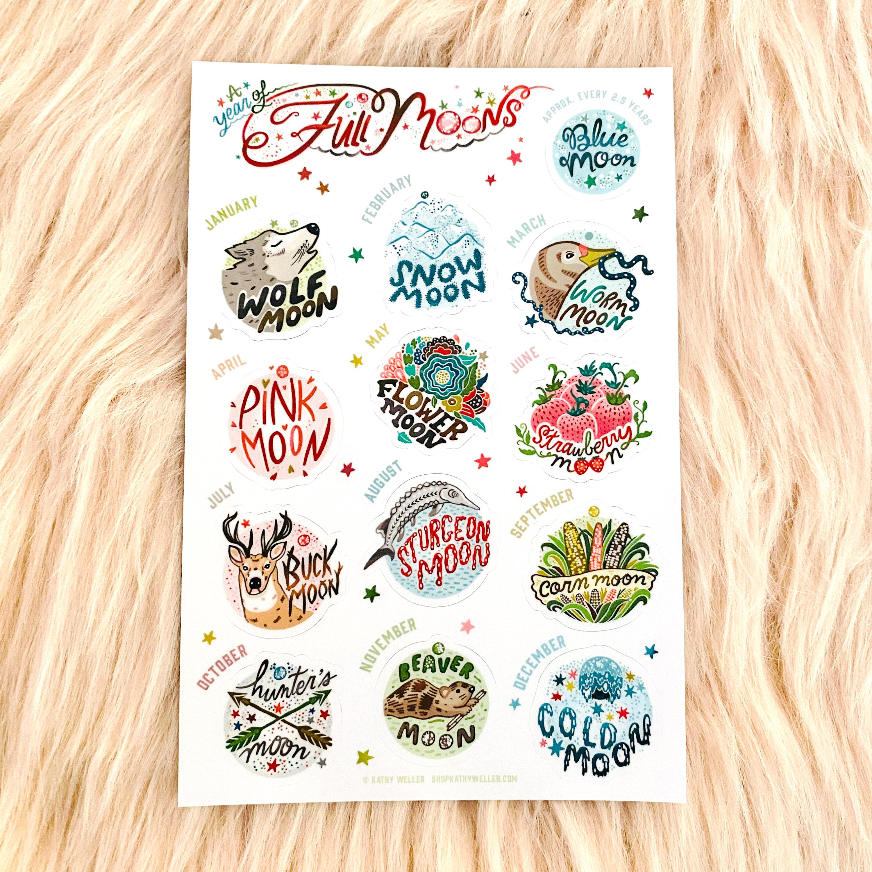 Full Moon Planner Stickers - Moon Phase Stickers - Moon Phase Planner Stickers - Moon Calendar Stickers - Lunar Calendar Stickers