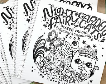 Night Garden Fairy Cats mixed media coloring and creativity book