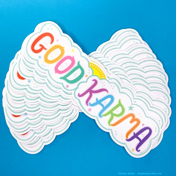 Good Karma Bumper sticker Car decal Rainbow Hippie sticker Yoga Boho sticker Car sticker Rainbow bumper sticker Surfing sticker Bumper decal