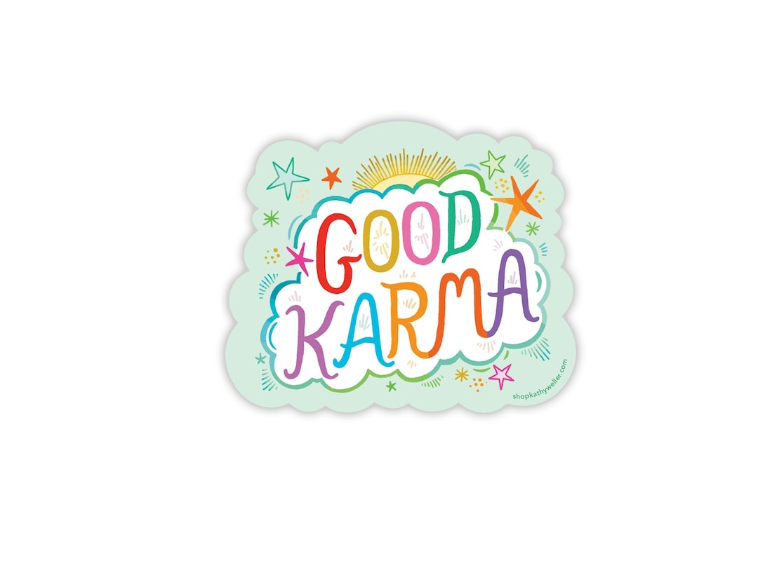 Good Karma Vinyl Sticker, Rainbow Sticker, Karma Gift, Water Bottle ...