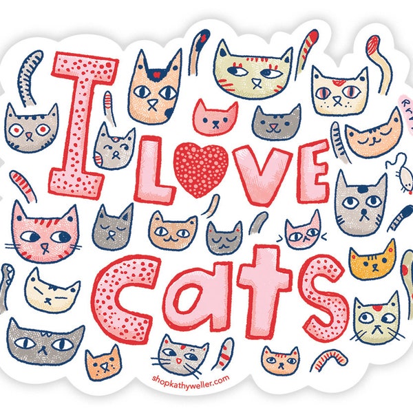 I Love Cats Vinyl Sticker