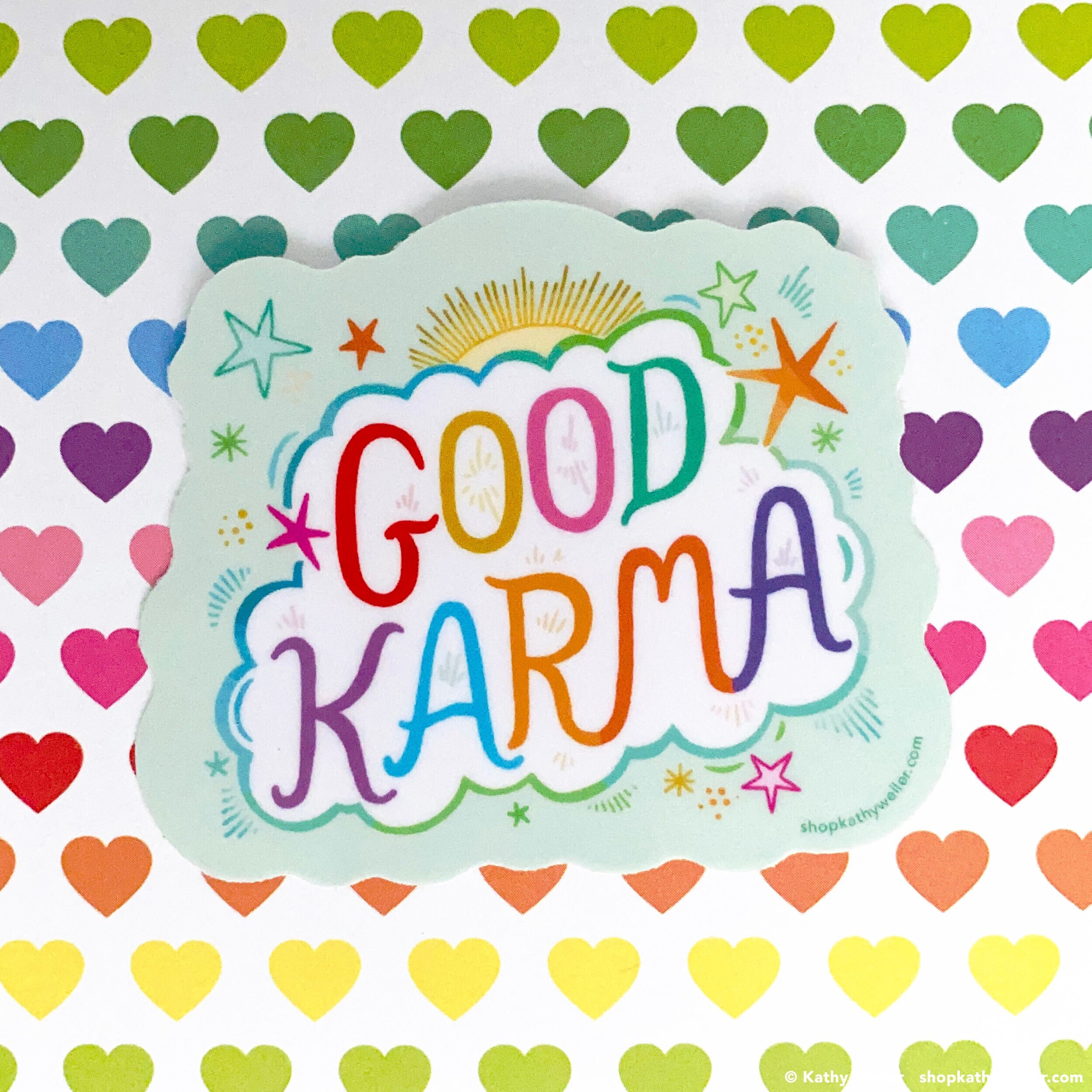Good Karma Vinyl Sticker, Rainbow Sticker, Karma Gift, Water