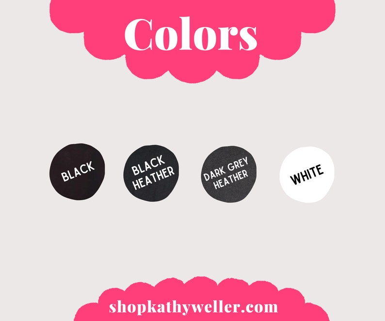 May include: Four color swatches showing the options for a product: black, black heather, dark grey heather, and white.