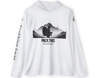 PackThis Trekking Gear – Backpacking Fish 1 – Sportlicher, atmungsaktiver Polyester-Kapuzenpullover für Herren zum Wandern, Rucksackreisen und Sport