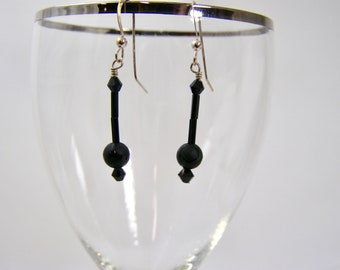 Earrings,Women's Earrings,Sparkle Jewelry,Women's Jewelry,Sterling Silver Ear Wires,Black Jewelry,Mary Ellen Designs,Gifts For Her,Onyx