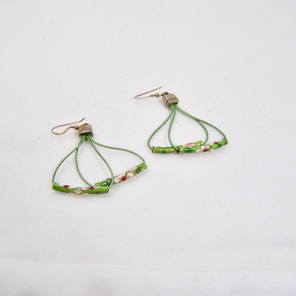 Earrings,Green Women's Jewelry,Sterling Silver Ear Wires,Leather Jewelry,Mary Ellen Designs,Gifts For Her,Cloisonne,Accessores,Jewelry